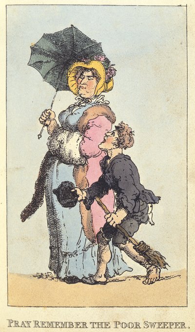 Denk aan de arme veger, 1820 door Thomas Rowlandson